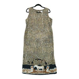 Vintage Scarlet M Women's Dress Leopard/Tiger Print Petite Size 16WP  Sleeveless
